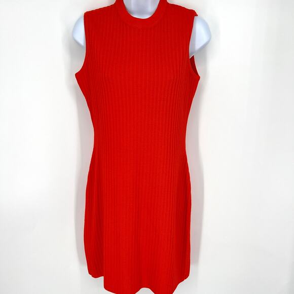 St. John by Marie Gray Vintage Orange Red Knit Sleeveless Back Zip Dress Size 4 - Picture 1 of 10